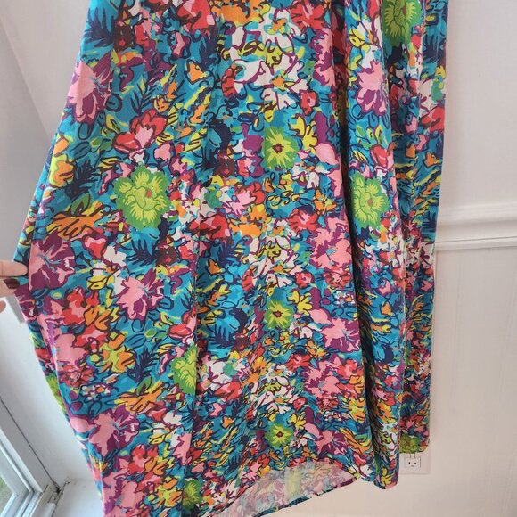 Free People Saffron Maxi Dress Funfetti Combo Linen Blend Bright Floral Beachy S - Picture 5 of 8
